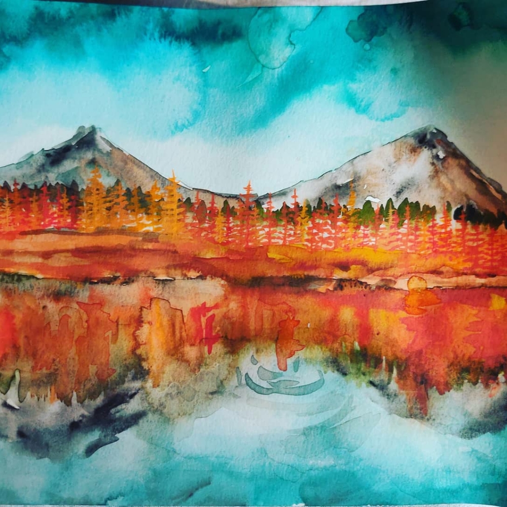 fall pine 🌲🌲🌲🌲 Watercolor Painting